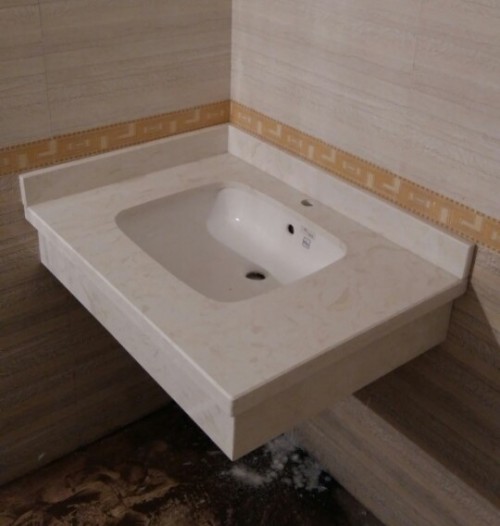 Mẫu bàn lavabo đá kem vàng Hàn Quốc 2